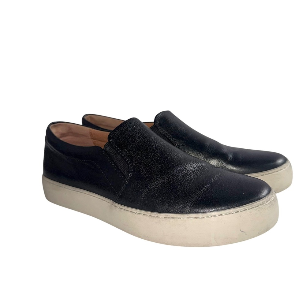 Frye Lenaā Slip On Sneakers Women's 9 Black Leather Low Top 3471292-BLK Good